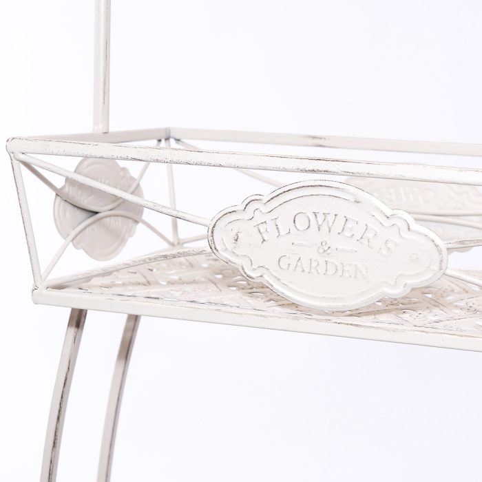Portafiori a due piani in metallo bianco - immagine 2