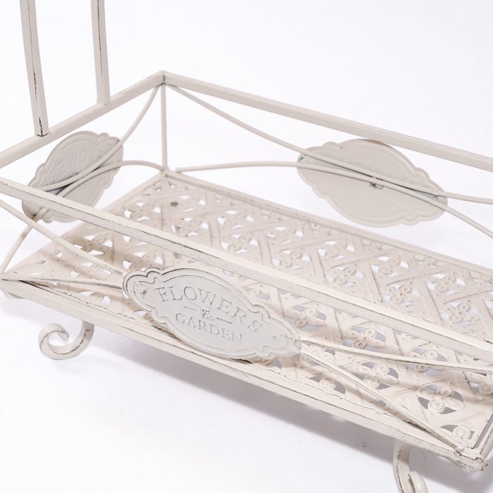 Portafiori a due piani in metallo bianco - immagine 3