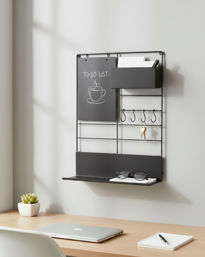 Organizer da parete in metallo nero - immagine 2