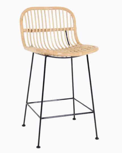 Sgabello alto in rattan e metallo Elliot