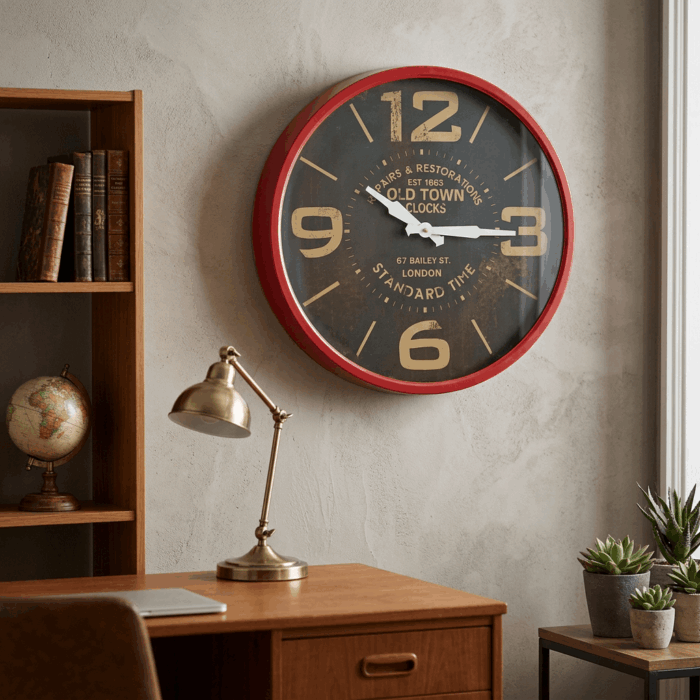 Orologio Old Town rotondo rosso marrone - immagine 5