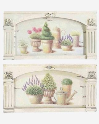 Quadro dipinto vaso di fiori in set di 2