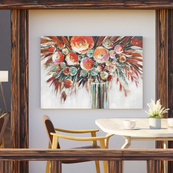 Quadro dipinto vaso fiori - immagine 2