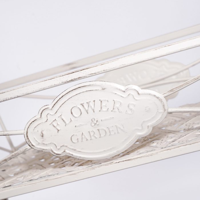 Portafiori a due piani in metallo bianco - immagine 4
