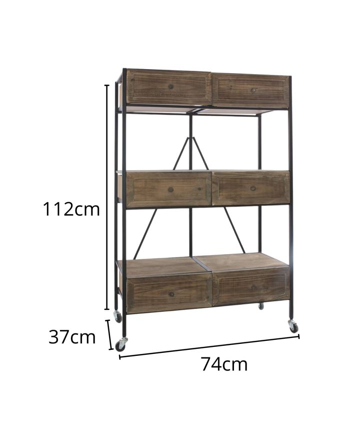 Scaffale in legno e ferro con cassetti - immagine 3
