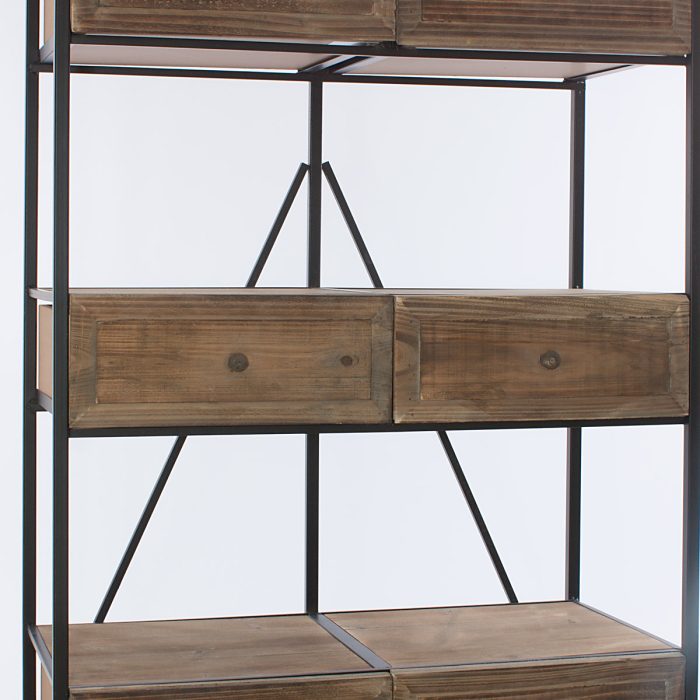 Scaffale in legno e ferro con cassetti - immagine 4