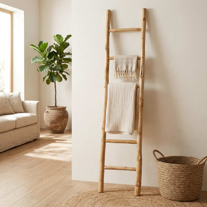 Scala decorativa a 6 pioli in legno - immagine 2