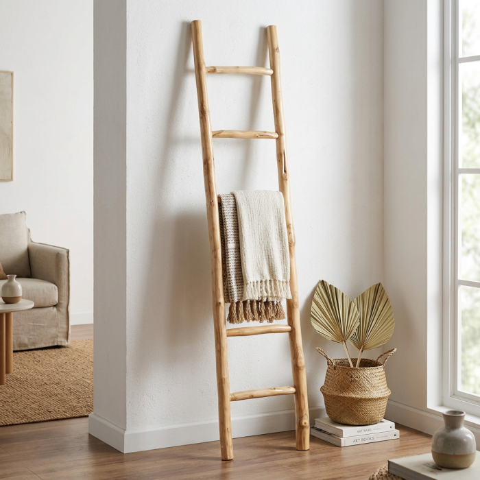 Scala decorativa a 6 pioli in legno - immagine 3