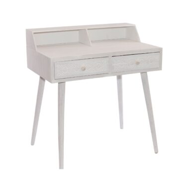Scrivania bianca in legno di pino e Mdf