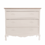 Comò 3 cassetti in pino bianco panna stile shabby