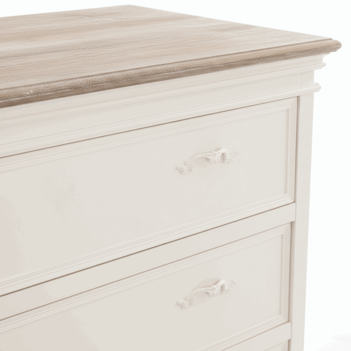 Comò 3 cassetti in pino bianco panna stile shabby - immagine 7