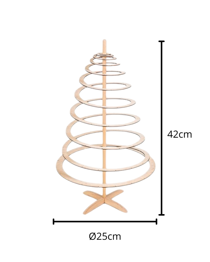 Albero di Natale a spirale in legno Ø25x42 cm - immagine 2