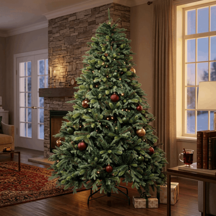 Albero di Natale "Clifford" Verde in Polietilene, Polipropilene e PVC con Base in Metallo Ø162x210 cm - immagine 5