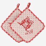 Set di 2 presine in cotone Gufo