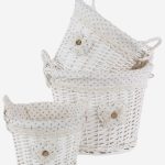 Set di 3 ceste in vimini foderate