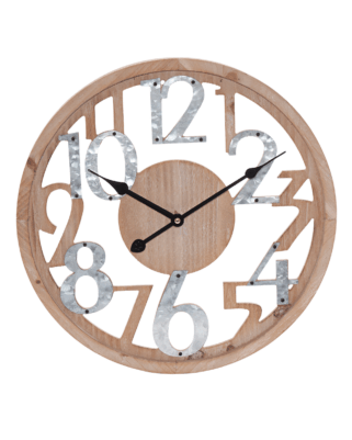 Orologio con numeri in legno e metallo