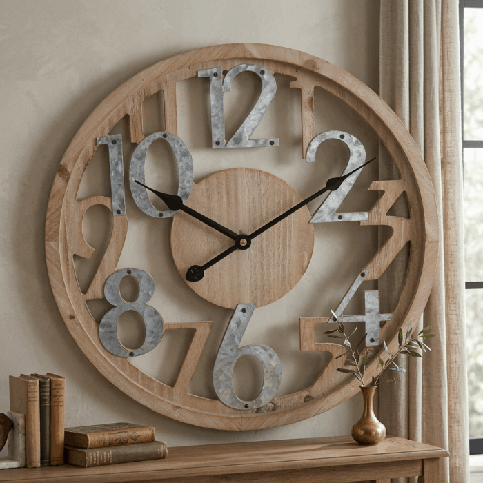 Orologio con numeri in legno e metallo - immagine 5