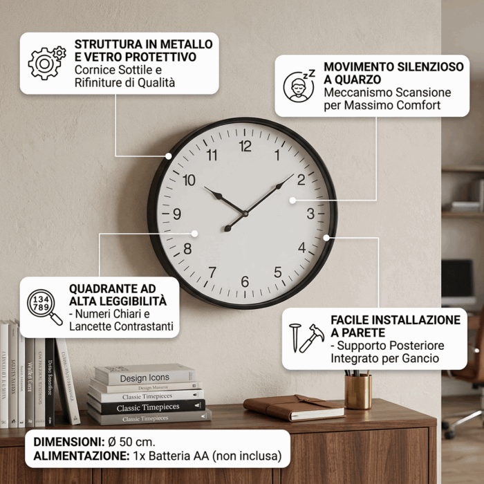 Orologio in metallo classico rotondo - immagine 3