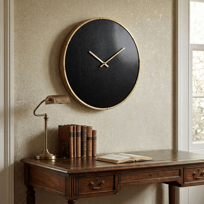 Orologio da parete nero e oro design minimal - immagine 5