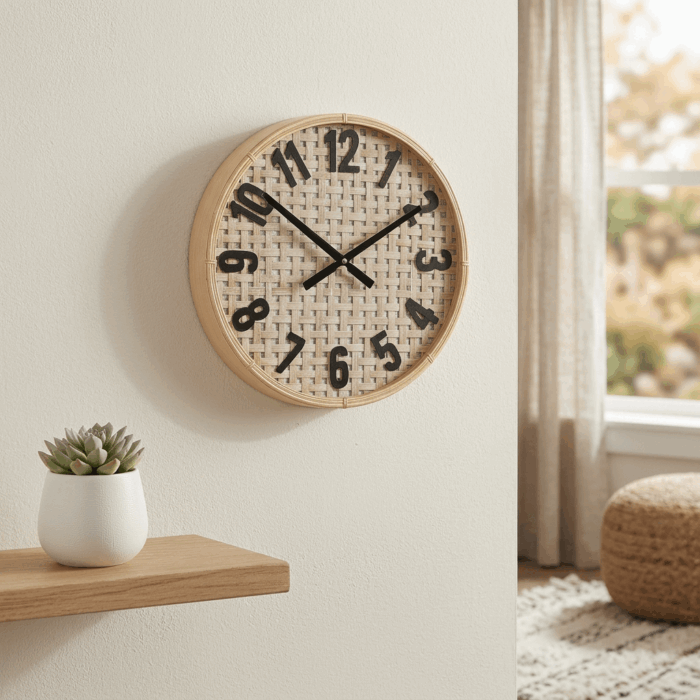 Orologio in mdf effetto rattan - immagine 5