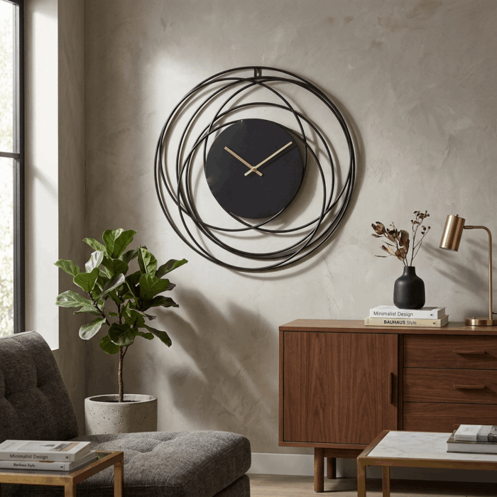 Orologio in metallo nero minimal - immagine 2
