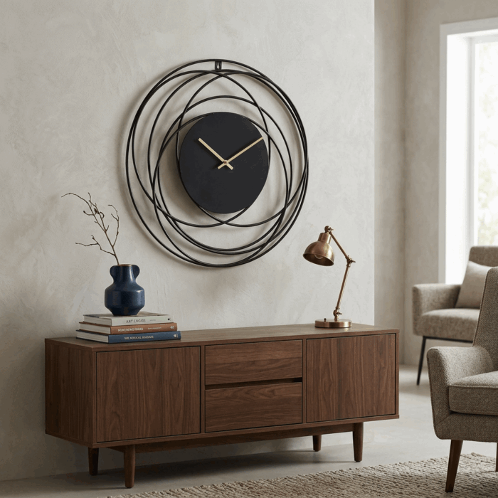 Orologio in metallo nero minimal - immagine 5