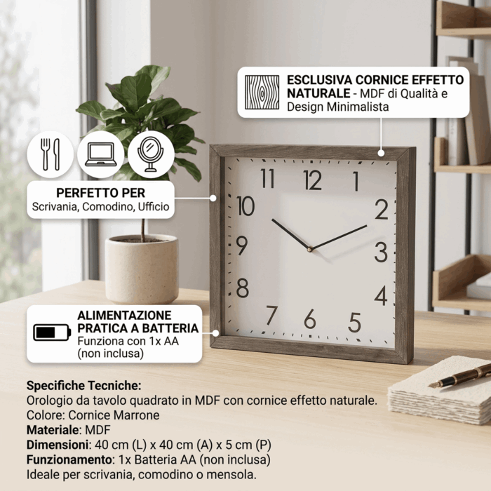 Orologio quadrato grande 40x40 - immagine 3