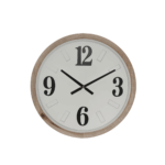 Orologio in metallo e legno rotondo bianco nero e bordo marrone