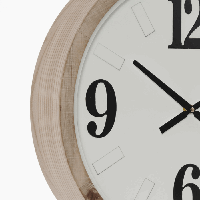 Orologio in metallo e legno rotondo bianco nero e bordo marrone - immagine 6