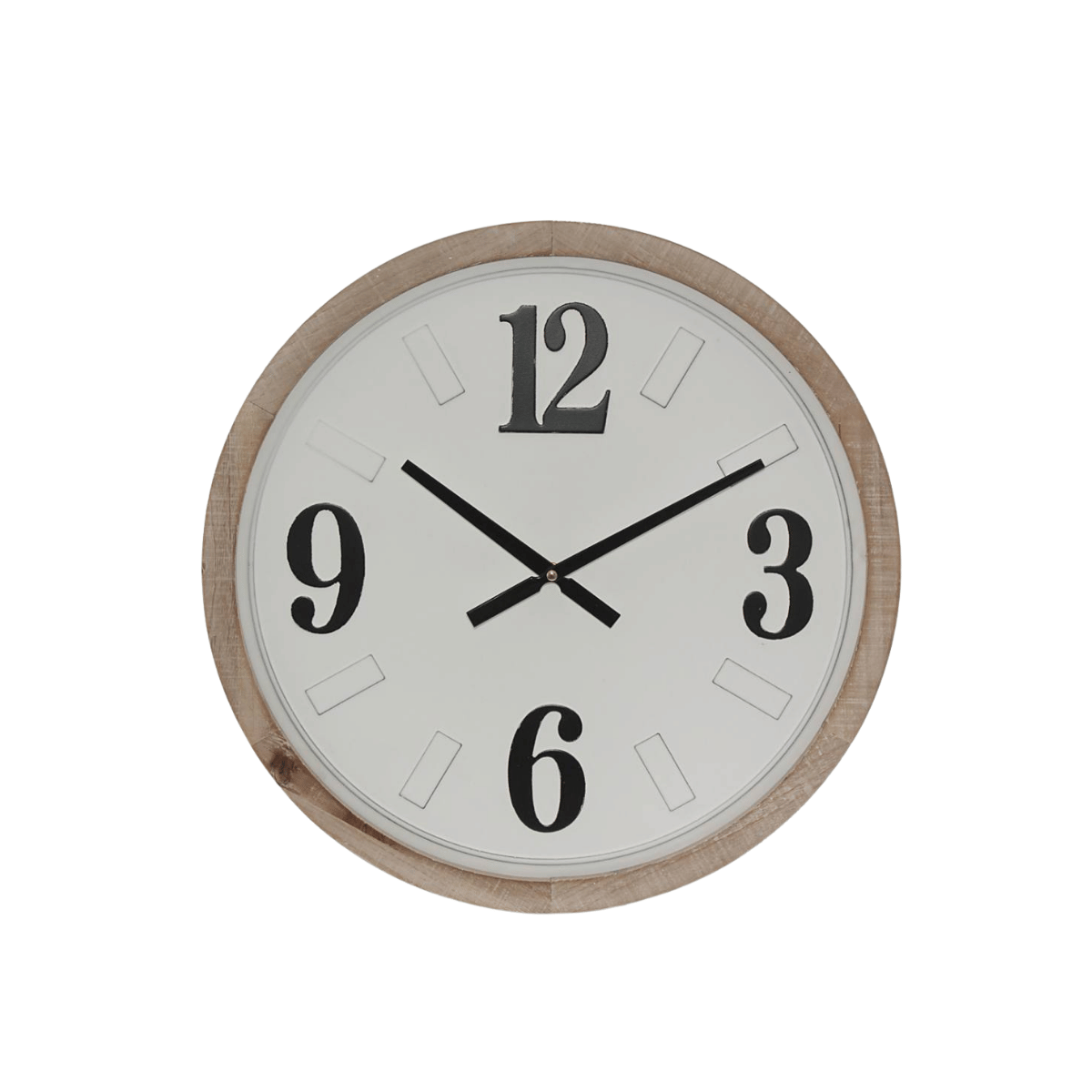 17-DA61N Orologio in metallo e legno rotondo bianco nero e bordo marrone - immagine 1