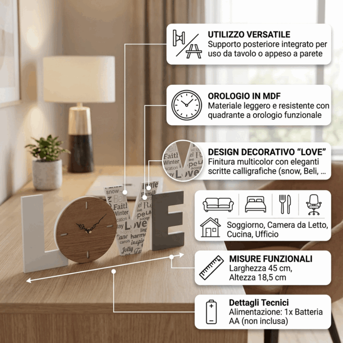 Orologio in mdf Love - immagine 3