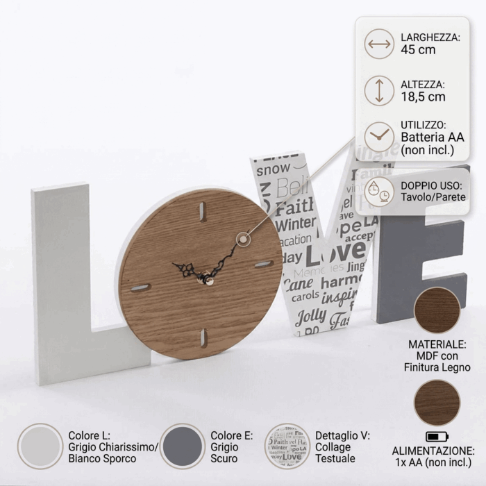Orologio in mdf Love - immagine 4