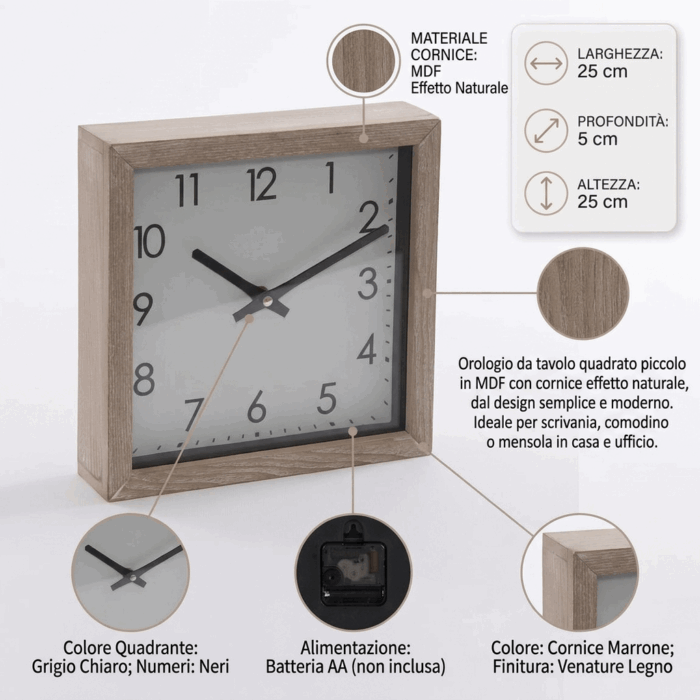 Orologio quadrato piccolo - immagine 4