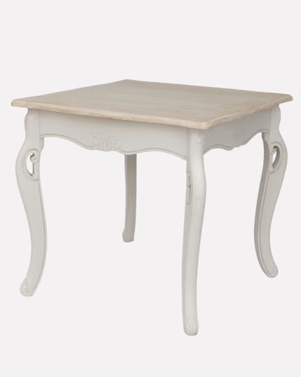 Tavolo da Pranzo Quadrato Shabby in Legno di Paulonia