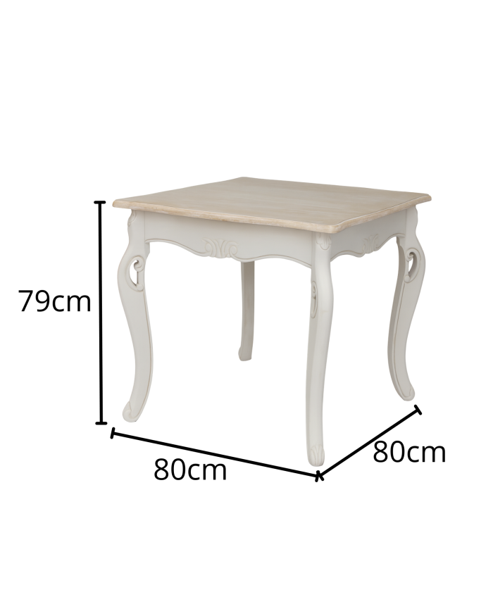 Tavolo da Pranzo Quadrato Shabby in Legno di Paulonia - immagine 3