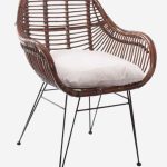 Sedia in rattan con gambe in metallo nero Reisa