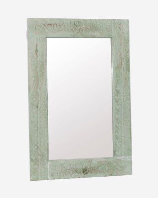 Specchio verde in legno
