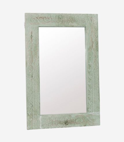 Specchio verde in legno