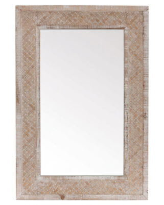 Specchio naturale in abete con design a intreccio 60x90