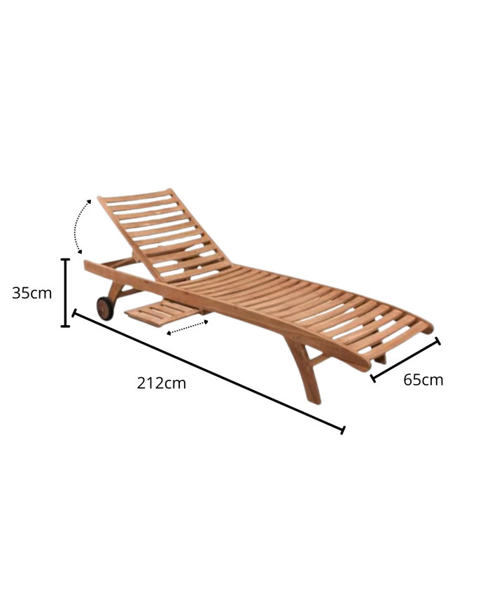 Lettino prendisole in legno di Teak "Horrison" 212x65H35 cm - immagine 3