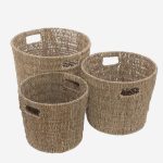 Set di 3 cesti rotondi in cordoncino