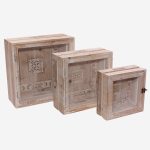 Set di 3 bacheche in legno e vetro