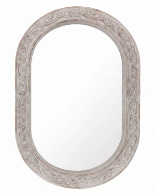 Specchio ovale in abete stile shabby 65x95cm