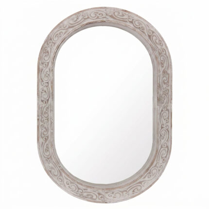 Specchio ovale in abete stile shabby 65x95cm