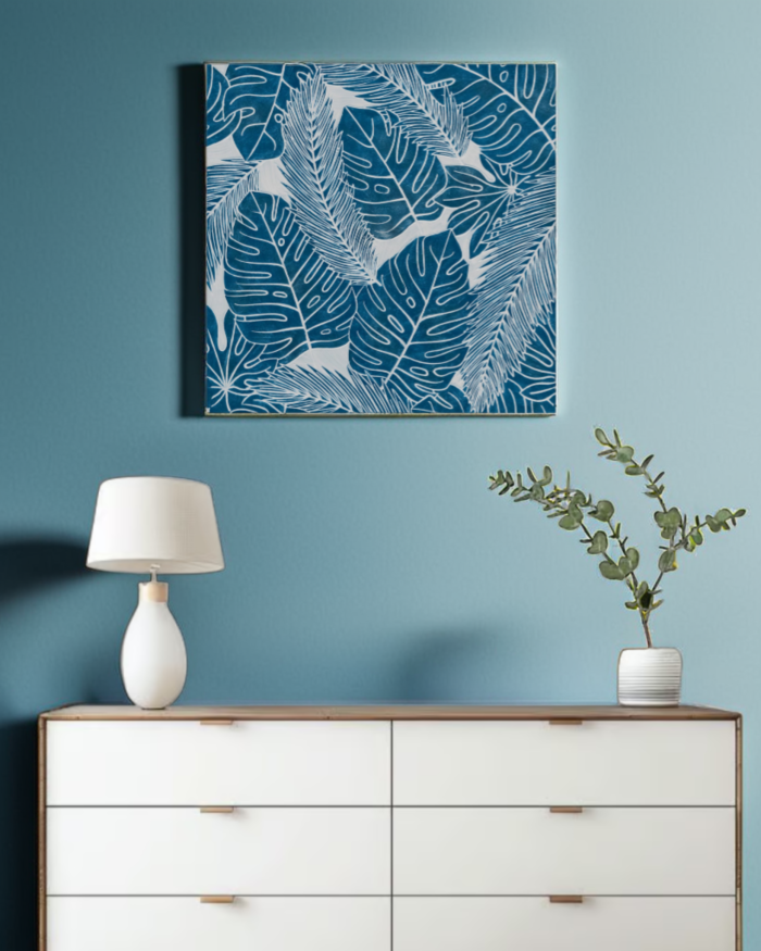 Quadro dipinto tropicale blu - immagine 2