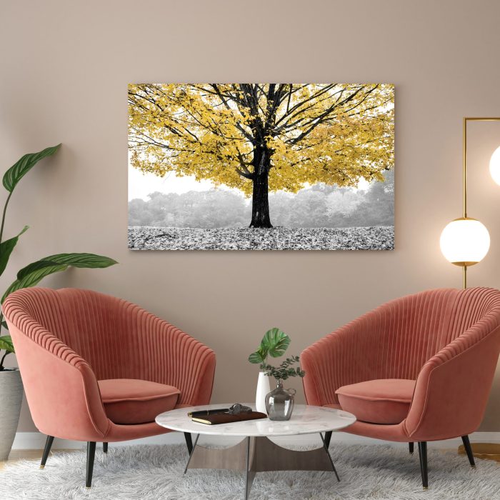 Quadro dipinto albero giallo - immagine 2