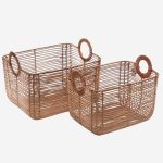 Set di 2 cesti in rattan naturale