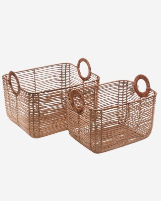 Set di 2 cesti in rattan naturale