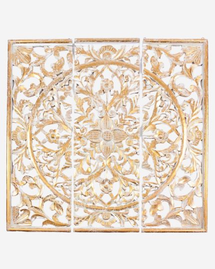 Set di 3 pannelli in mdf dorato