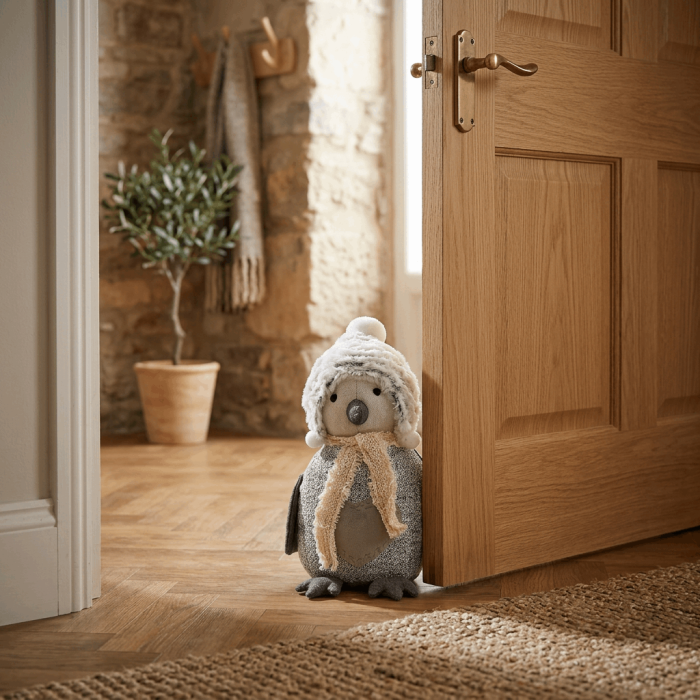 Fermaporta Decorativo a forma di pinguino in stoffa multicolor 15x13x28 cm - immagine 5